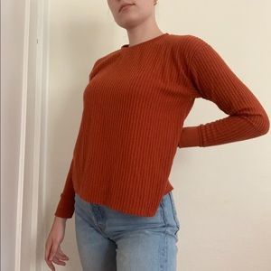 Orange waffle long sleeve